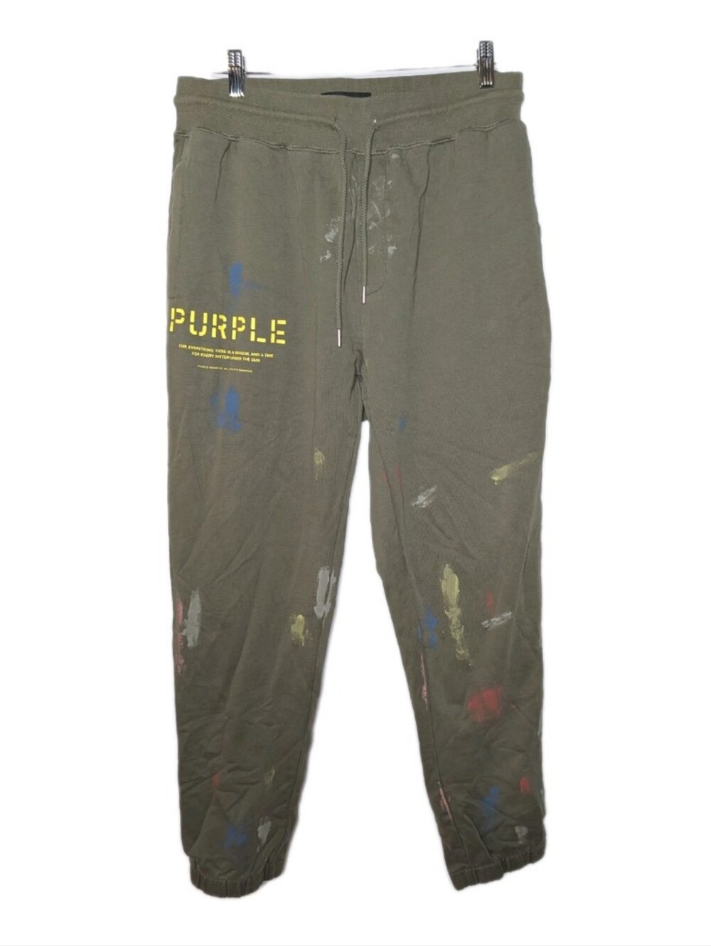 Purple Brand Joggers Sweatpants Paint Splatter Men Size XL Green Streetwear